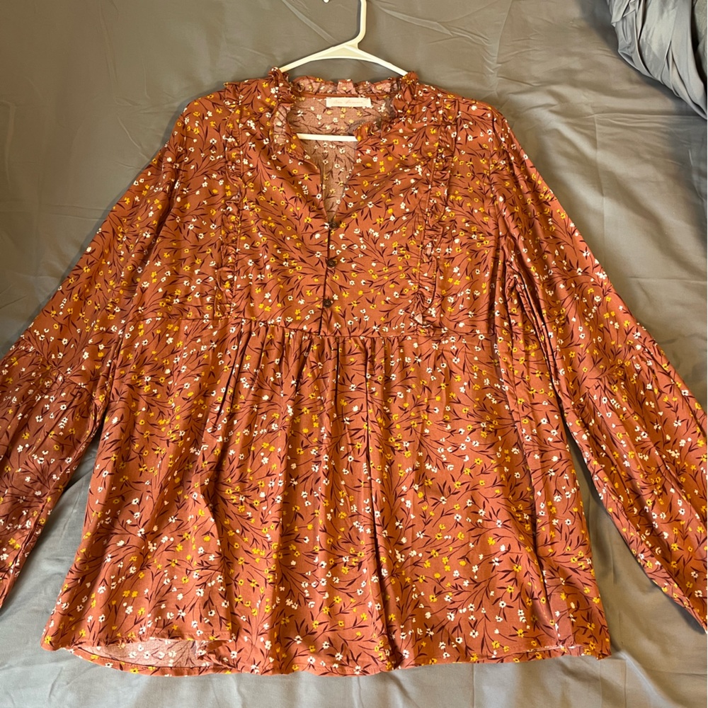 long sleeve floral blouse